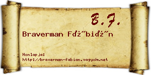 Braverman Fábián névjegykártya